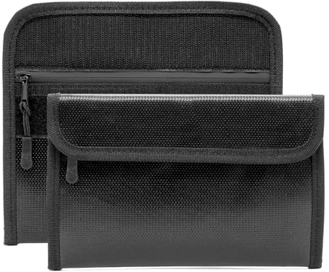 ZHIYUQL® 2 Stück Feuerfeste Tasche (20,5 x 13 cm, 5200), Feuerfeste Dokumententasche mit Kartenschlitz, Geldtasche Klein Bargeldbeutel Reißverschluss für Bargald, Quittung, Rechnung, Reisepass