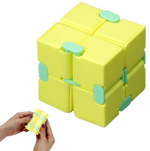 JUGUTA Cubos Infinity, Juguete Antiestrés Para Adultos Y Niños, Cubo Infinito Nuevo Modelo 8X4X2Cm, Color Amarillo Pastel, 1 Unidad Para Aliviar Estrés Y Ansiedad
