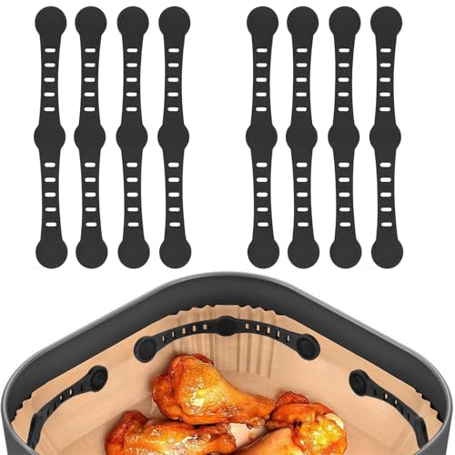 Silicone Aimant Air Fryer, 8 Pièces Magnétique en Silicone Papier Cuisson pour Friteuse à air Chaud Accessoire Airfryer, Papier Sulfurisé Cuisine Boucle Magnet pour Ninja Cosori Phlips Panasonic