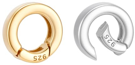 PH PandaHall 2pz Anelli a Molla in 925 Argento Sterling 10mm Chiusura a Molla per Creazione di Gioielli Fermagli Oro e Argento per Collana Bracciale Artigianato Fai Da Te