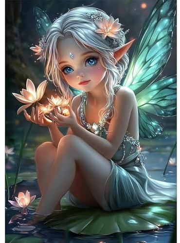 MOTGOM 5D Diamond Painting Hada, Pintura Diamante, Diamond Painting Kit Completo Manualidades Adultos Regalo Niños, Decoración De Pared Del Hogar 30x40cm