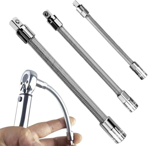 Flexibel 3-delad hylsnyckelförlängning 1/4 tum, 3/8 tum, 1/2 tum – magnetisk förlängningsstång av fjäderstål för ratsch, borrmaskin, sladdlös skruvmejsel, bil reparation