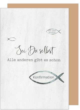 Edition Seidel Premium gratulationskort för konfirmation med kuvert. Konfirmationskort kort gratulationskort ordspråk flicka pojke ungdomar fiskönskningar (KF336 SW026)