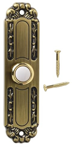 EasyByMall Robuster kabelgebundener Türklingel-Druckknopf mit antikem Bronze-Licht, solide Metallkonstruktion für Vorder- oder Hintertür, 8–24 V kompatibel, 12,7 cm