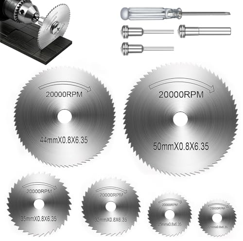 10 Disco de Corte para Taladro, Mini Hoja de Corte con Destornillador | HSS Hojas de Corte, para Dremel y Herramientas Rotativas, para Cortar Madera Plástico Metal