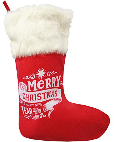 alles-meine.de GmbH 1 Stück XL Filzstrumpf & Weihnachtssocke - Merry Christmas - ROT - 48 cm - Weihnachtsstrumpf/Nikolausstrumpf - Nikolausstiefel - großer Geschenke Stru..