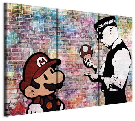 B&D XXL - Leinwandbild Street Art Graffiti, 120x80 cm, 3-teilig, Wohnzimmer | Hochwertige Leinwand, sofort aufhängbar, ideal fürs Wohn- oder Schlafzimmer, wasserfest und lichtecht, langlebig, stilvoll