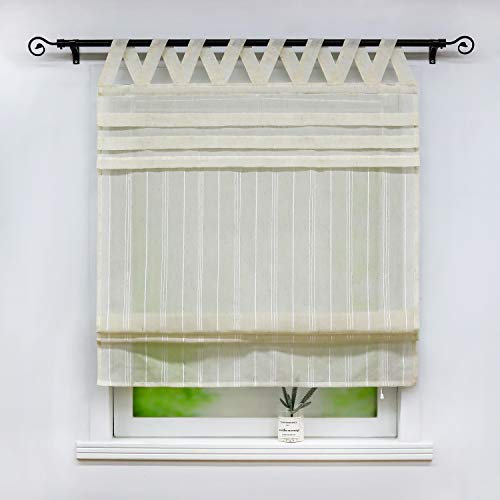 Joyswahl halbtransparentes Raffrollo mit Leinenoptik Schals Raffrollo mit V-Schlaufen »Tilla« Fenster Vorhänge BxH 80x140cm Taupe 1er Pack