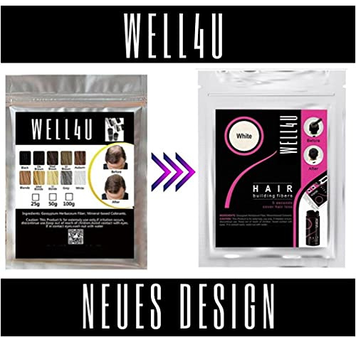 WELL4U Micro-Haarfasern, Haarfüller, Schütthaar, Streuhaar, Haarpuder, Haarpulver, Haarverdichtung, Haare aus der Dose, u.a. (25g, Dark Brown)