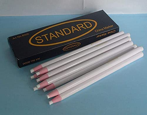 ZHONGJIUYUAN 12 PCS Peel-off Glass/metal/wood/China Marker Marking pencil Grease Pencils for Glass, Plastic, Film, Paper, Metal, Rubber (WHITE)