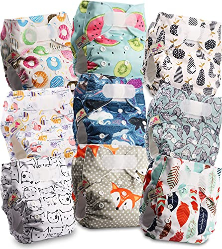 Littles & Bloomz Pocket Stoffwindeln, Klettverschluss, 9er FLV2-0902 | 9 Pocket Stoffwindeln mit Klettverschluss. Einlagen separat erhältlich, verschiedene Optionen verfügbar.