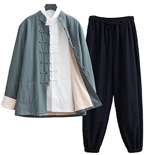 Traditionelle chinesische Kung-Fu-Kleidung für Herren, Baumwoll-Leinen, Tai-Chi-Uniform, Kampfsport-Anzug, Hanfu-Anzug