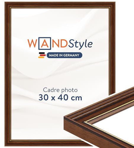 WANDStyle Bilderrahmen 30x40 Vintage, Bilderrahmen Braun Holz, hochwertiger Holzbilderrahmen Antik, Posterrahmen zum Aufhängen, Rahmen 40x30 cm, Fotorahmen H182 - Made in Germany
