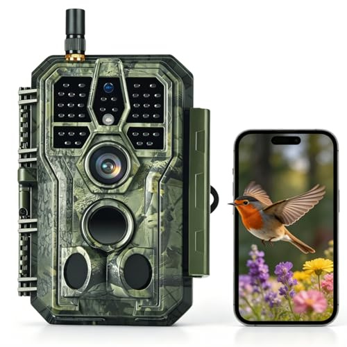 64MP 1296P WiFi Cámaras de Caza Vision NocturnaCamara Fototrampeo con Alcance de Visión Nocturna de 30m y Amplio Campo de Visión de 120°