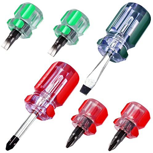 Wieat Lot de 6 mini tournevis pour machine à coudre, tournevis plat et cruciforme, tournevis court à main pour réparation de machine à coudre (4 mini tournevis, 2 petits tournevis)