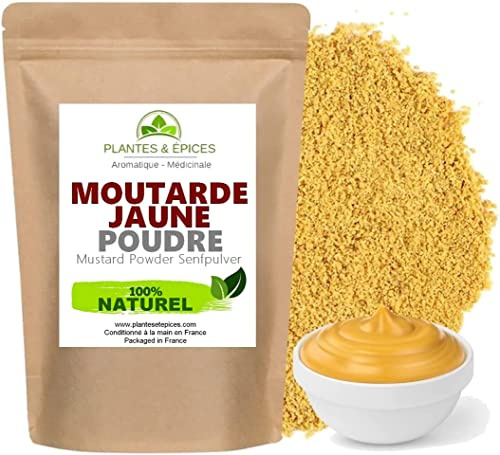 Graines de Moutarde Jaune en Poudre 100% naturelles - Idéal Recette Moutarde Maison à l'Ancienne - Sachet Fraîcheur Hermétique Refermable (100g)