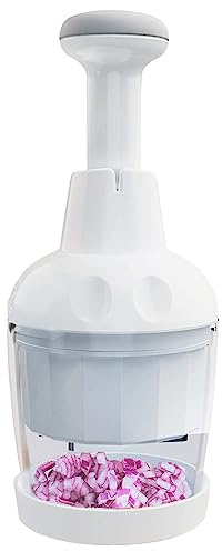 Pamperεd Chef Food Chopper, Vegetable Chopper, Onion Chopper, Garlic Chopper, Nuts Chopper - Hand Chopper For Vegetables, Salads, Fruits, Nuts. Dishwasher-safe, White, Easy to Clean