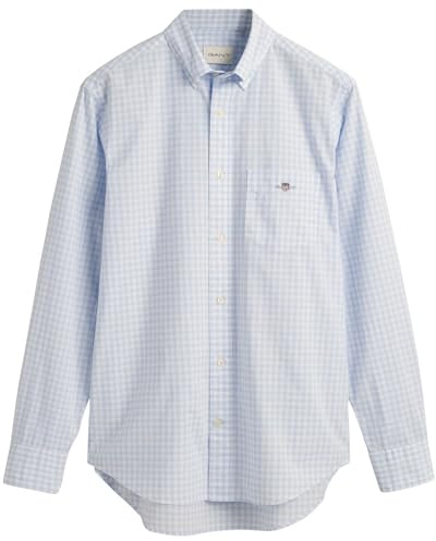 GANT Chemise Classique REG Poplin Gingham pour Homme, Bleu Clair, Standard, Bleu Clair, XL