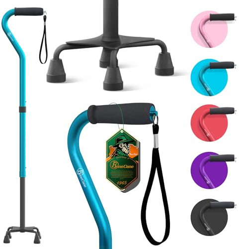 BeneCane höhenverstellbare Gehstöcke mit weichem & gepolstertem Griff für Männer & Frauen, zusammenklappbare Stöcke mit stabilen 4-Zacken-Füßen, Spazierstock mit weichem Schaumstoff