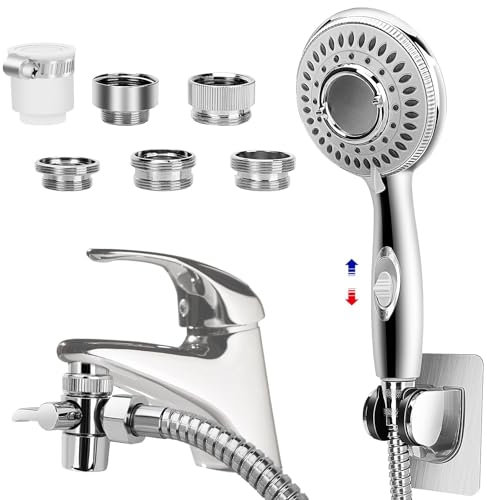 Shower Head Sink-Faucet Bathtub, Hose Sprayer Attachment with 5 Adapters, 79 Hose for Hair Washing, Pet Dog Rinse & Baby Bath, ON/Off Extension for Tub Faucet, Utility Sink, Laundryroom, Garden