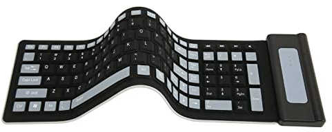 Clavier en Silicone Sans Fil USB 2,4 G, Pliable, Portable, Étanche, Flexible 103 Touches pour Ordinateur Portable et Ordinateur (Le Noir)