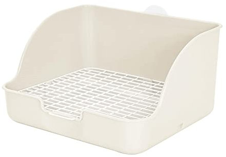 perfk Kaninchentoilette/Kleintierstreu/Rechteckiger Häschen-Töpfchentrainer, Eckbettwäsche, Käfig-Töpfchen für Hamster, Chinchillas, Galesaurier, Weiß