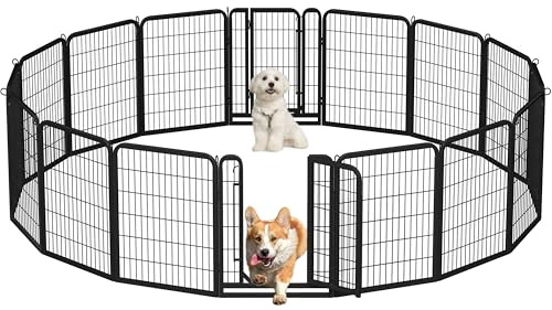 Yaheetech Recinto per Cani Cuccioli 16 pz 65 x 80 cm Conigli Gatti Animali Domestici da Interno e Esterno Rete Recinzione Ferro Pieghevole e Portatile