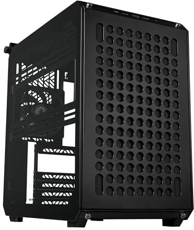 Cooler Master QUBE 500 Flatpack Black Small High Airflow Mid-Tower ATX Customizable Gaming PC Case, Tempered Glass, Vertical GPU Mount, USB-C, Carrying Handle, Gem Mini (Q500-KGNN-S00)