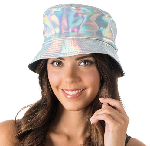 Chaks - Holografischer Fischerhut, Bucket Hat mit Glanz | Mütze für Festival, Karneval und Mottoparty, Holografisches Design, Leichter Sonnenhut