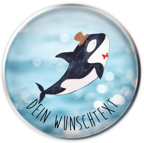 Mr. & Mrs. Panda Waschbeckenstöpsel selbst gestalten Orca Zylinder - Personalisierte Geschenke, Fest, Waschbeckenstopfen, Meer, mit Namen, Abflussstöpsel personalisiert, Geburtstag, Feier, Glitzer