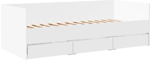 vidaXL Tumbona con Cajones, Sofá Cama con Almacenamiento, Somier de Invitados, Mueble para Salón Dormitorio, Madera de Ingeniería Blanco