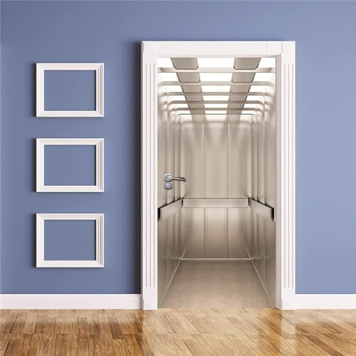 Türtapete Selbstklebend Türposter Aufzug Mit Silberner Aufzugstür 100 X 215 Cm Türaufkleber Fototapete Abnehmbar, 3D Bewirken Tür Türfolie Poster Tapete Für Wohnzimmer Küche Schlafzimmer - -2U5I/H3Z5