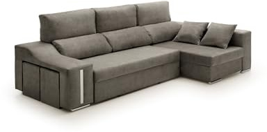 Velare | Sofa Chaise Longue Cama con Arcón y Puff Giuliana Gris Oscuro Derecha