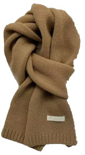 LINYUMEILL 100% Pura Lana Bufanda Cálida Camel Beige y Oscuro