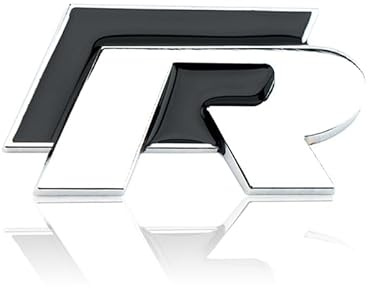 SANTUO 3D Metal Logo Decals Car Trunk Rear Sticker - Black VW Badge Logo Plate for Passat Golf R, Front Grille Bumper Emblem, Auto Accessories Car Logo Stickers for Exterior Styling