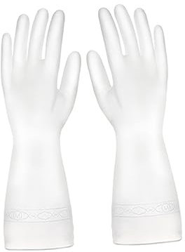 IWOWHERO Wiederverwendbare Halbtransparente Spülhandschuhe Aus Pvc Und Rutschfest Haushaltshandschuhe Für Küchenreinigung Und Geschirrspülen Muster Zufällig