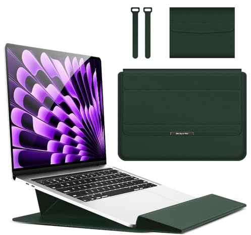 Hinnwer 15 15,6 16,1 Pollici Custodie per PC Portatile Borsa Funzione Stand per MacBook Air 15 M5/M4/M3/M2 (2023-2026), MacBook Pro 16 M5/M4/M3/M2 Pro/Max (2021-2026) - Verde