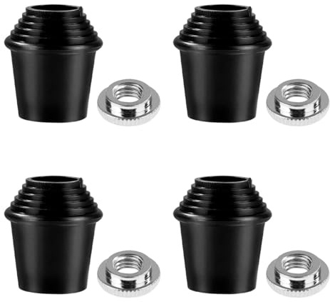 VOANZO 4-pack bastrumssporgummifötter, 1,3 x 1,14 tum bastrumsben Gängad gummifot Pärlspetsar Tillbehör med låsmuttrar