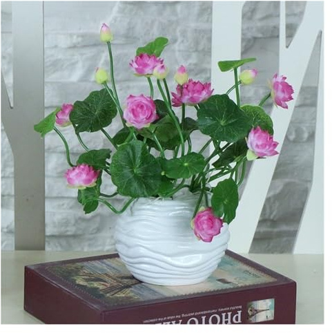 WJLYDM NéNuphar Artificiel Mini Lotus Artificiel en Soie, 4 Couleurs, Plantes Vertes, décoration for Maison, hôtel, Jardin, Table, Fausses Fleurs pour Aquarium Piscine Bassin(Pink)