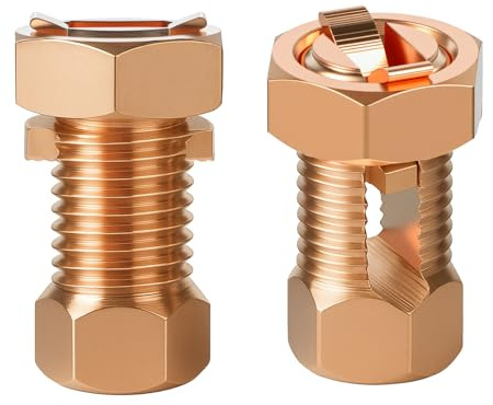 2PCS Split Bolt Connector Superior Strength Split Bolt Connector Copper Grounding Clamps for Completing Ground Bonding to Bare Wires TJ-16