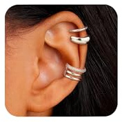 ALEXCRAFT Ear Cuff Argento Alexcraft Orecchini Senza Buco Donna Acciaio Inossidabile Orecchini Clip Donna