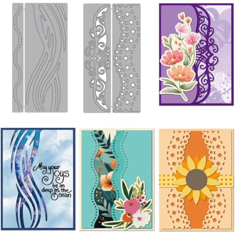 MAYJOYDIY Gewellter Linie Metall Stanzformen Umschläge Spitzenrand Stanzschablone Vintage Rahmen Zierleiste Prägung Scrapbooking Vorlage Für DIY Scrapbooking Basteln Kartenherstellung Geschenk Dekor