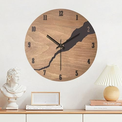 Focenat Orologio da parete in legno, 30 cm, moderno, senza ticchettio, al quarzo, silenzioso, ad alta precisione, facile da leggere, per ufficio, soggiorno, cucina, scuola