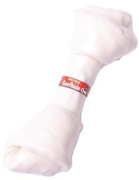 Premium Kauknochen für alle Hunde – Kalbshaut Kausnack zur Zahnpflege & Beschäftigung – Natürlich & fettarm (XL/20,3-22,8cm, Natur)