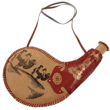 Milisten Traditionelle Leder Wassertasche Vintage Stil 30cm Mit Tragegurt Bruchfest Für Camping Wandern Picknick Outdoor