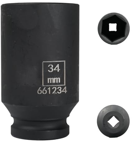 Flewdart nuss 34mm lang 1/2 zoll sechskant, 6 kant sechskant nuss 34 mm 1/2'', ratsche mit nuss, 78mm lang, Chrommolybdänstahl, CR-MO (34mm)