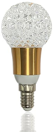 Linqzxz E14 Acryl Kristall LED-Glühbirne 5W 6500K Kaltweiß(1 Zählung-B013) | AC 85-265V, metal screw cap; patterned diffuser creates refracted glow, ideal for table, pendant and wall lamps.