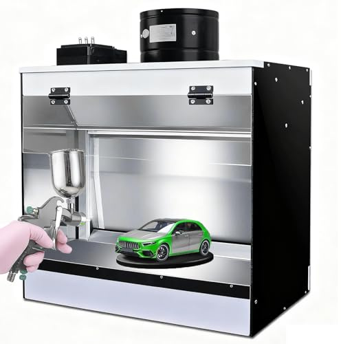 HNBYLMM Cabine de Peinture aérographe avec Rideau d'eau, modelisme Cabine avec Ventilateurs, éclairage LED, Tuyau d'échappement et réservoir d'eau Amovible, pour Peinture de maquettes bricolages S