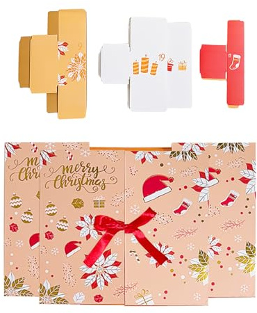 Leere Weihnachts-Countdown-Boxen – Feiertags-Adventskalndar, festliche Geschenkbehälter | 24-Tage-Papier-Design mit faltbarer Struktur, Bastelmaterial und eleganten Druckmustern, kreativ