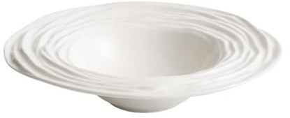 GLigeT Desserts Assiette à chapeau de paille, grande assiette légumes en céramique blanche motif ondulé, soupe d'approfondissement, vaisselle d'ambiance d'hôtel En-cas(10.4 inch)